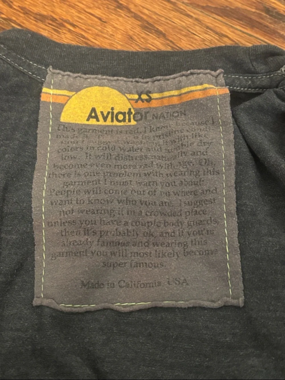 Aviator Nation Women’s Dark Gray Tee With Metallic Lightning Bolt Size Small - Picture 4 of 5
